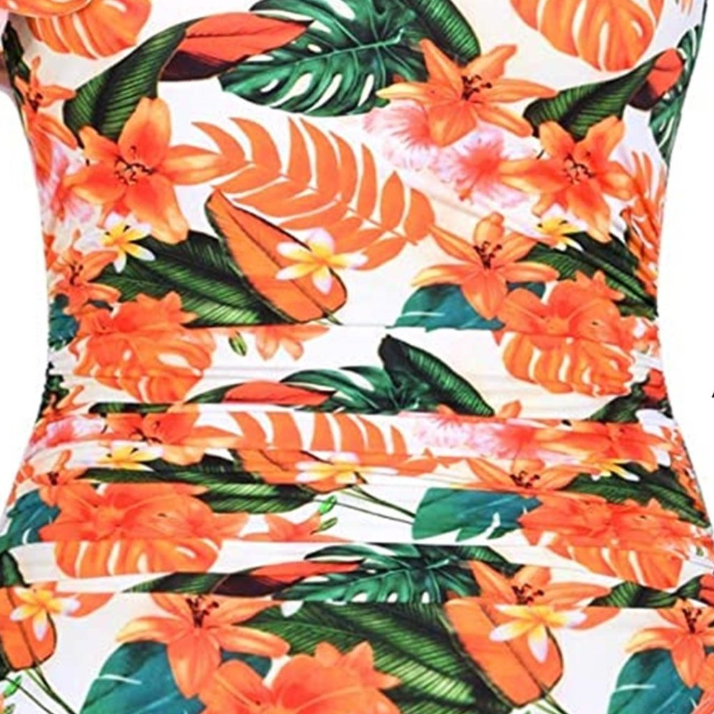 HILOR One Shoulder Asymmetric Ruffle Swimsuit   NEW WITH TAGS! - Picture 7 of 16